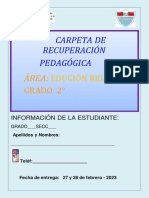 Carpeta de Recuperacion Educ Religiosa-2 Grado 2023