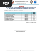 Anexo 3 - Relación de Estudiantes - Nivelación