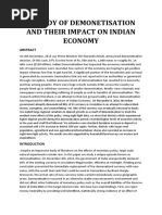 A Study of Demonetisation and Their Impact On Indian Economy