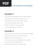 Questão 1: Exercícios de Orações Coordenadas