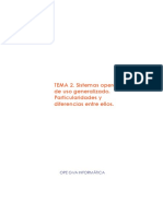 TEMA 2. Sistemas Operativos de Uso Generalizado. Particularidades y Diferencias Entre Ellos