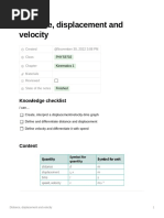 Distance Displacement and Velocity