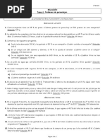 Relación Tema 4. Problemas de Porcentajes. Soluciones