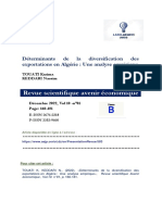 Déterminants de La Diversification Des Exportations en Algérie - Une Analyse Empirique