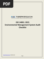 ISO 14001 2015 Environmental Audit Checklist