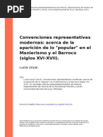 Lucía Uncal (2013) - Convenciones Representativas Modernas Acerca de La Aparición de Lo Popular en El Manierismo y El Barroco (Siglos X (... )