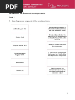 Computer Components Worksheet 1A Processor Components