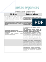 Cuadro Comparativo de Los Compuestos Orgánicos Cíclicos y Heterociclicos