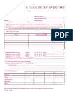 School Entry Inventory - 2022-2023