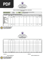 Table of Specification