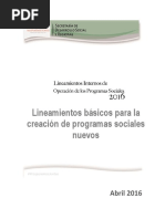 Lineamientos Basicos para La Creacion de Programas Sociales