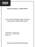 Balanced Scorecard Used in Reliance Life Insurance