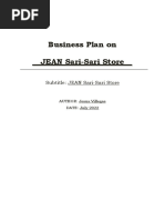 Business Plan On JEAN Sari Sari Store