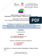 Validation de La Méthode de Dosage Des Sulfates Par Spectrophotomètre UV Visible Pour Une Vérification de La Teneur Des Sulfates