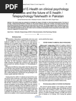 The Impacte of E Health On Clinical Psychology Practices and The Future of E Health Telepsychology Telehealth in Pakistan