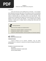 Chapter 2 Molecules, Moles and Chemical Equation