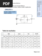 Circuito 1.: Tabla de Resultados