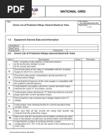 Checklist For Protection Relays General Electrical Tests Rev00