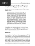 Cluster Analysis Used As The Strategic Advantage of Human Resource Management in Small and Medium-Sized Enterprises in The Wood-Processing Industry.