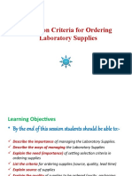 Session 04 Selection Criteria For Ordering Laboratory Supplies