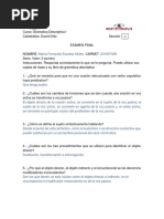 Examen Final de Gramática Descriptiva I María Fernanda Escobar Muller 201907429