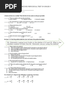 Second Periodical Test in Mathematics IV