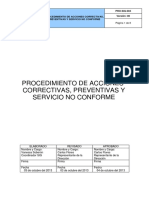 PRO-SIG-003 Procedimiento Acciones Correctivas, Preventivas y Servicio No Conforme