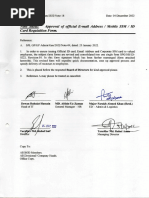 Note Sheet - Approval of Official E-Mail Address, Mobile SIM and ID Card Requisition Form.