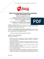 Bolivia: Ley de Abreviación Procesal Civil y de Asistencia Familiar, 28 de Febrero de 1997