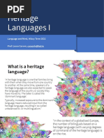 LIU11007 - Language and Mind - Monday Lecture - Week 9 - Heritage Languages I 