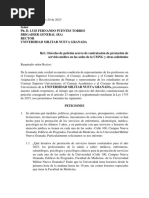 Derecho de Petición Acerca de Contratación Prestación de Servicio Medico Sedes Umng y Otras Solicitudes