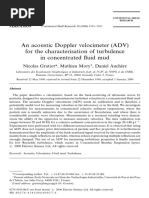 An ADV For The Characteristisation of Turubulence in Concentrated Fluid Mud (Gratiot - Etal)