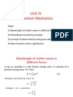 Unit IV Quantum Mechanics