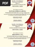 Honor Card