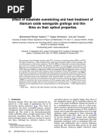 Effect of Substrate Overetching and Heat Treatment of Titanium Oxide Waveguide Gratings and Thin Films On Their Optical Properties