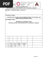 Method Statement For Installation and Testing of Control Cables