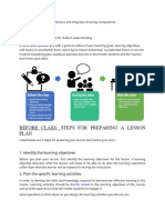 A Successful Lesson Plan Addresses and Integrates Three Key Components