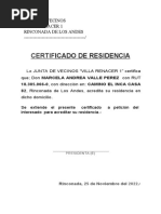 Certificado Residencia