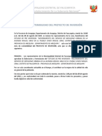 Acta de Sostenibilidad Del Proyecto de Inversión