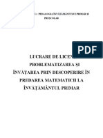 Problematizare - Descoperire - in Invatatmantul Prescolar (Licenta)