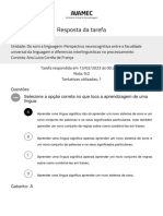 Resposta Da Tarefa: Selecione A Opção Correta No Que Toca A Aprendizagem de Uma Língua