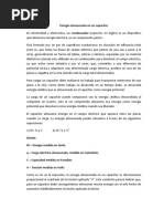 Energia Almacenada en Un Capacitor