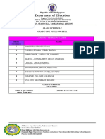 Class Schedule and Masterlist F To F Grade One