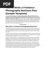 Freelance Photography Business Plan by Tonydoo Visuals