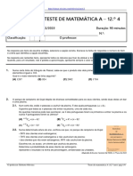 3.º Teste de Matemática A 12.º 4: 2.º Período 06/02/2023 Duração: 90 Minutos Nome: N.º: Classificação: O Professor