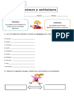 Guia Sinonimos y Antonimos 4° Básico