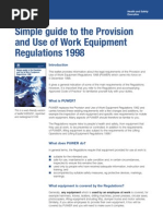 HSE - Simple Guide To The Provision & Use of Work Equipment Regulations 1998