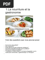 0 La Nourriture Et La Gastronomie Exercices de Conversation