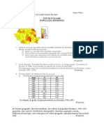 Test Populatia Romaniei Clasa A Viiia