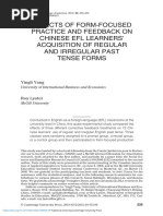 Yang & Lyster (2010) Effects of Form-Focused Practice and Feedback On Chinese EFL Learners' Acquisition of Regular and Irregular Past Tense Forms